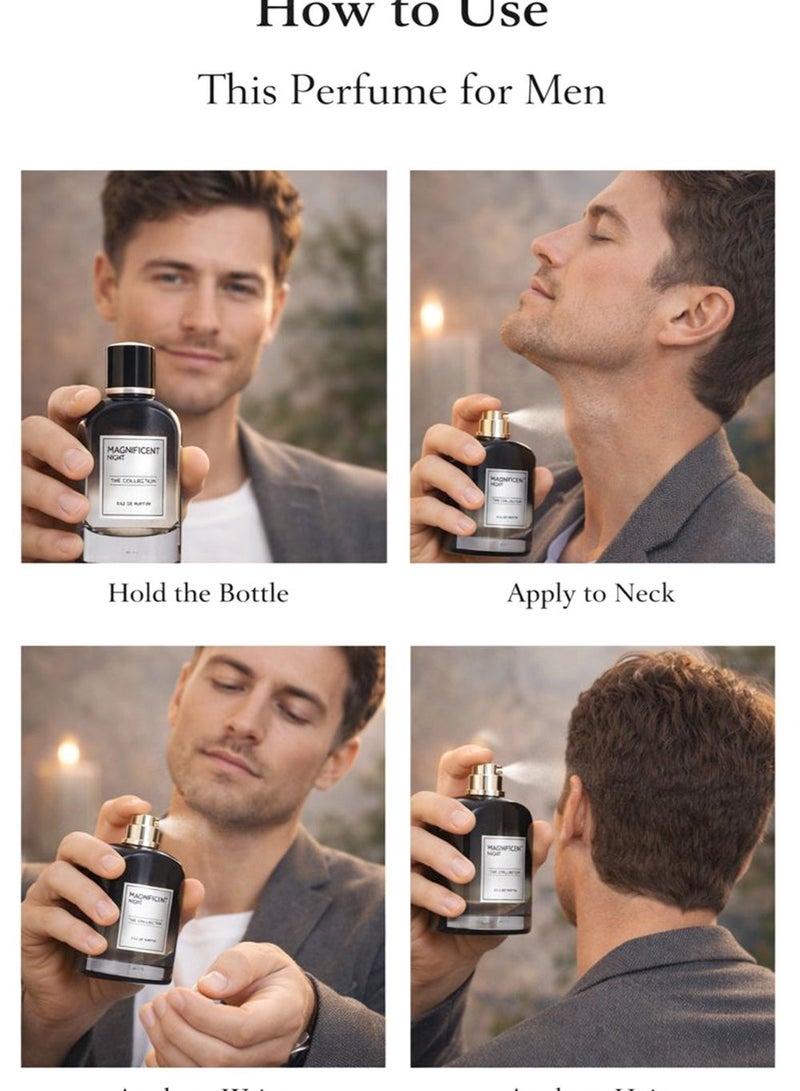 Orchid Magnificent Night Pour Homme Eau de Parfum 100ml for Men | Long Lasting Fresh Spicy Woody Perfume with Bergamot, Juniper Berries & Coriander | Leather, Tonka & Patchouli Base - Image 3